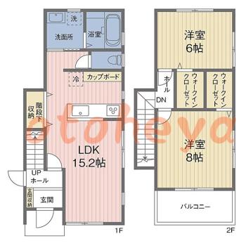 防音室のある楽器可 賃貸物件 2 LDK 13.5万円の図面１