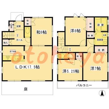 防音室のある楽器可 賃貸物件 4 LDK 23万円の図面１