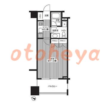 楽器可の賃貸物件 1 K 13.5万円の図面１