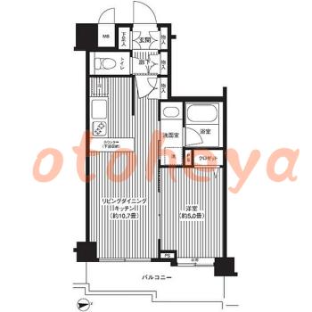 楽器可の賃貸物件 1 LDK 15.1万円の図面１