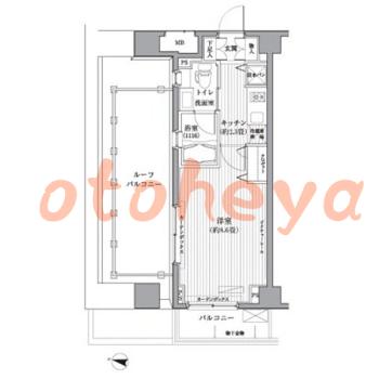 楽器可の賃貸物件 1 K 12.6万円の図面１