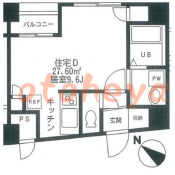 楽器可の賃貸物件 1 R 8.2万円の図面１