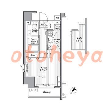 グランド楽器可の賃貸物件 1 K 14.4万円の図面１