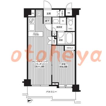 グランドピアノ可の賃貸物件 1 LDK 17万円の図面１