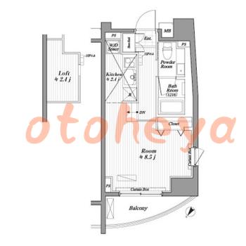 グランド楽器可の賃貸物件 1 K 15万円の図面１