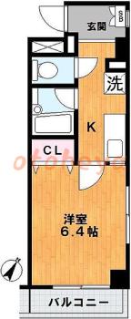 楽器可の賃貸物件 1 K 7.5万円の図面１