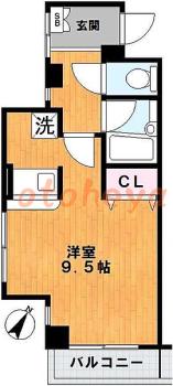 楽器可の賃貸物件 1 K 8.8万円の図面１