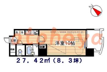 楽器可の賃貸物件 1K 9.8万円の図面１