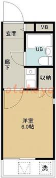 防音室のある楽器可 賃貸物件 1 K 3.8万円の図面１