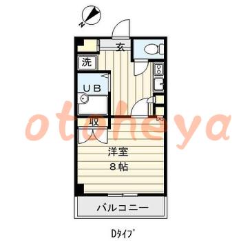 楽器可の賃貸物件 1 K 7万円の図面１