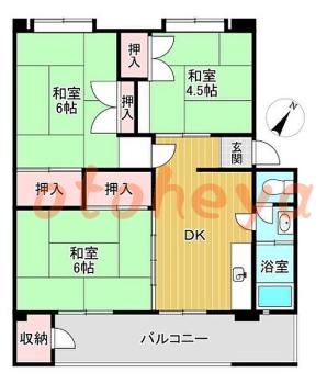 防音室のある楽器可 賃貸物件 3 DK 6万円の図面１