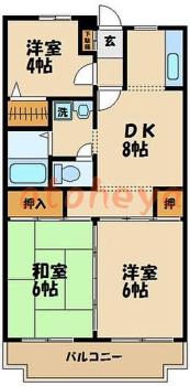 防音室のある楽器可 賃貸物件 3 DK 11万円の図面１