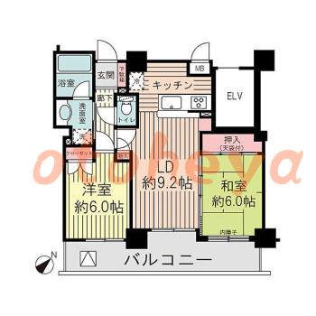 防音室のある楽器可 賃貸物件 2 LDK 14.5万円の図面１