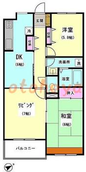 tokyo23物件 2LDK 14.4万円の図面１