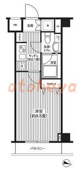 楽器可の賃貸物件 1 K 11.1万円の図面１