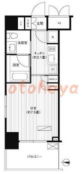 楽器可の賃貸物件 1 K 10万円の図面１