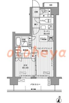 防音室のある楽器可 賃貸物件 1 LDK 14.3万円の図面１