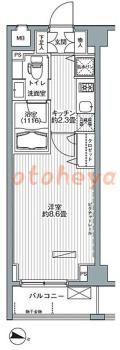 防音室のある楽器可 賃貸物件 1 K 11.4万円の図面１