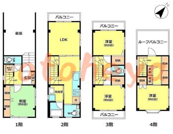 楽器可の賃貸物件 4 LDK 28万円の図面１