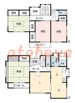 楽器可の賃貸物件 4 LDK 23万円の図面１