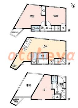 楽器可の賃貸物件 2 SLDK 24万円の図面１