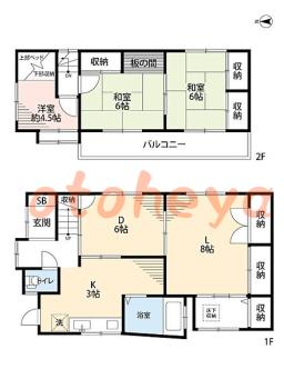 グランドピアノ可の賃貸物件 3 LDK 15万円の図面１