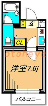 楽器可の賃貸物件 1 K 9.85万円の図面１