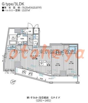 楽器可の賃貸物件 3LDK 35.9万円の図面１