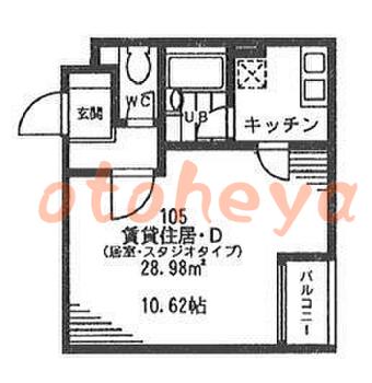 防音室のある楽器可 賃貸物件 1 R 8.5万円の図面１