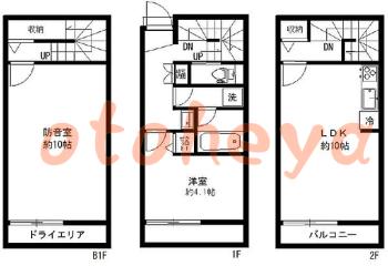 楽器可の賃貸物件 2 LDK 28万円の図面１