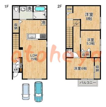 防音室のある楽器可 賃貸物件 3 LDK 23万円の図面１