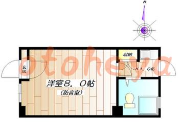 tokyo23物件 1K 7.7万円の図面１