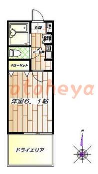 防音室のある楽器可 賃貸物件 1 K 7万円の図面１