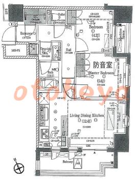 弦楽器楽器可の賃貸物件 2 LDK 23.8万円の図面１