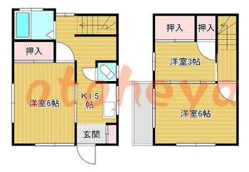 防音室のある楽器可 賃貸物件 3 K 7.8万円の図面１