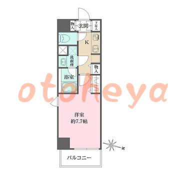 楽器可の賃貸物件 1 K 14.3万円の図面１