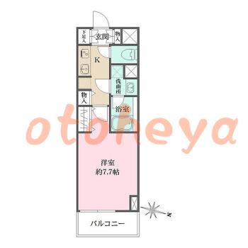 楽器可の賃貸物件 1 K 12.1万円の図面１