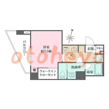 楽器可の賃貸物件 1 K 14.1万円の図面１