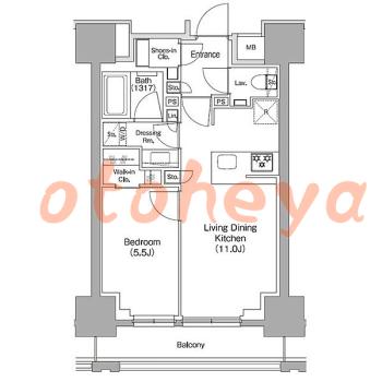 グランドピアノ可の賃貸物件 1 LDK 20.8万円の図面１