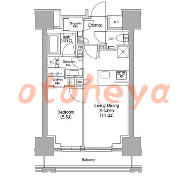 インターネットがある賃貸物件楽器可の賃貸物件 1LDK 20.8万円の図面１