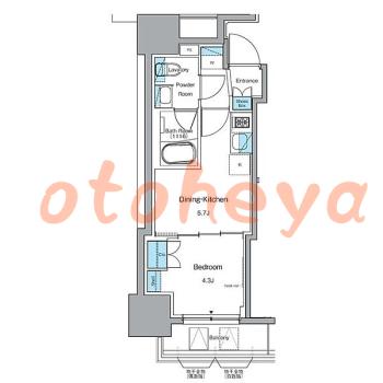 楽器可の賃貸物件 1 DK 13.5万円の図面１
