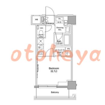 楽器可の賃貸物件 1 K 11.7万円の図面１