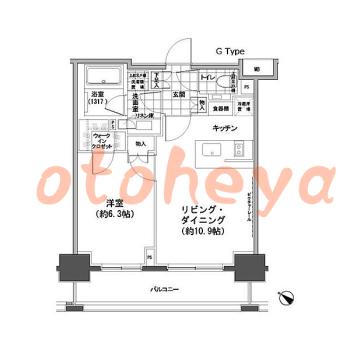 楽器可の賃貸物件 1 LDK 21.5万円の図面１