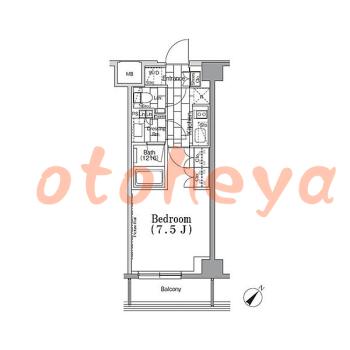 楽器可の賃貸物件 1 K 11.8万円の図面１