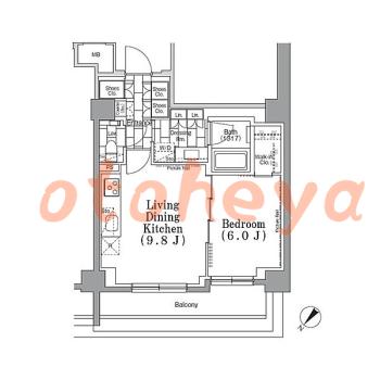 楽器可の賃貸物件 1 LDK 18.5万円の図面１