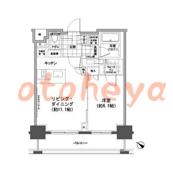楽器可の賃貸物件 1 LDK 20万円の図面１