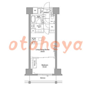 楽器可の賃貸物件 1 LDK 20.5万円の図面１