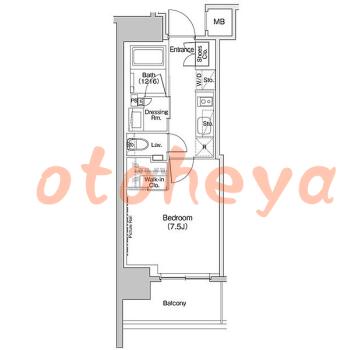 楽器可の賃貸物件 1 K 11.3万円の図面１