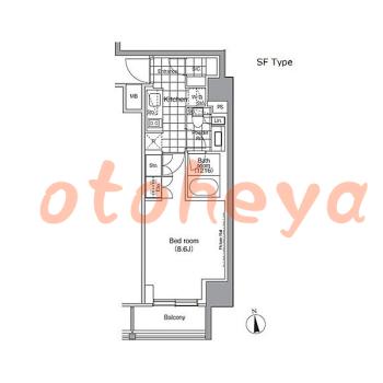 防音室のある楽器可 賃貸物件 1 K 14.3万円の図面１