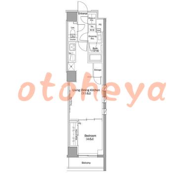 楽器可の賃貸物件 1 LDK 18.4万円の図面１